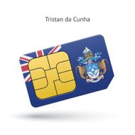 Tristan da Cunha mobile phone sim card with flag