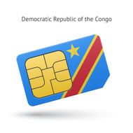 Democratic Republic of the Congo phone sim card with flag