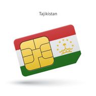 Tajikistan mobile phone sim card with flag