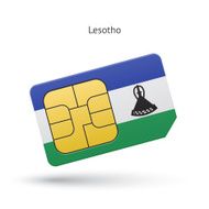 Lesotho mobile phone sim card with flag
