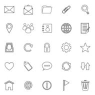 Mail line icons on white background