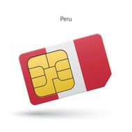 Peru mobile phone sim card with flag