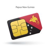 Papua New Guinea mobile phone sim card with flag