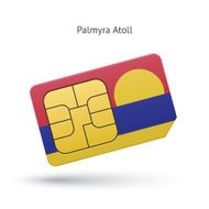 Palmyra Atoll mobile phone sim card with flag