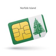 Norfolk Island mobile phone sim card with flag