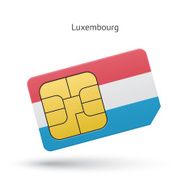 Luxembourg mobile phone sim card with flag
