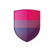 shield with a bisexual pride flag