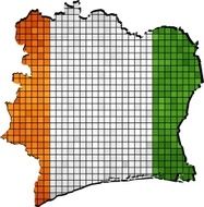 Ivory Coast map with flag inside