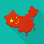 China flag map long shadow icon