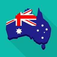 Australia map with the national flag