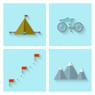 Camping adventure icons set (flat design)