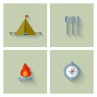 Camping adventure icons set (flat design) N2