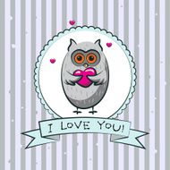 Valentine&#039;s day greeting card with owls Vector N2