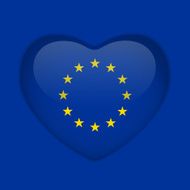 Europe Flag Heart Glossy Button