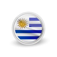 Vector rounded waving flag button icon of Uruguay