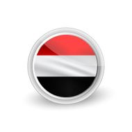 Vector rounded waving flag button icon of Yemen