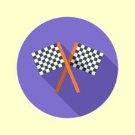 Race flags icon Long shadow flat design Vector illustration