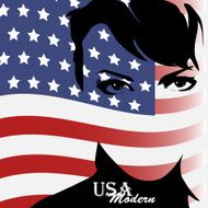 Pretty woman with american flag