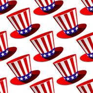 Patriotic American top hat seamless pattern