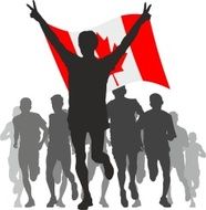 Winner with the Canada flag at finish