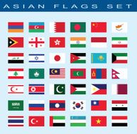 Set of Asian flags vector illustration N10