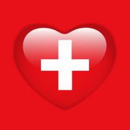 Switzerland Flag Heart Glossy Button N2