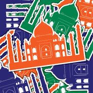Taj Mahal sticker card background in vector format N3