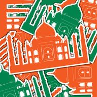 Taj Mahal sticker card background in vector format N4