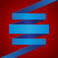 Blue paper folded ribbon on dark red background