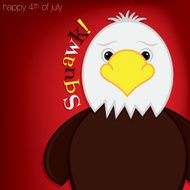 Cute cartoon eagle Independence Day card in vector format N6