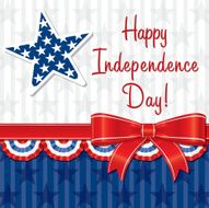 Ribbon Happy Independence Day card in vector format N3