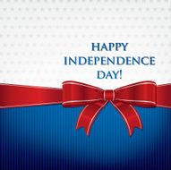 Happy Independence Day ribbon bow card in vector format N17