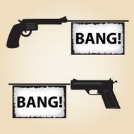 two handguns fire banner with text eps10