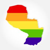 Rainbow flag in contour of Paraguay