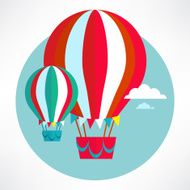 Hot Air Balloon flying and clouds icon