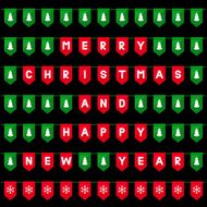 Red and green Christmas pennant flags for use as brushes N2