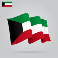 Flat and waving Kuwait Flag Vector