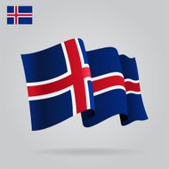Flat and waving Icelandic Flag Vector