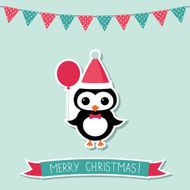 Christmas vector card with a penguin