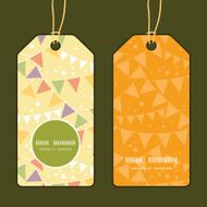 Vector party decorations bunting vertical round frame pattern tags set