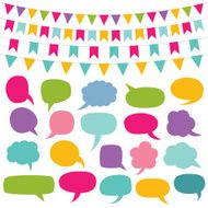 Vector design elements set - bunting and speech bubbles