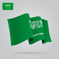 Flat and waving Saudi Arabia Flag Vector