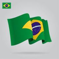 Flat and waving Brazilian Flag Vector