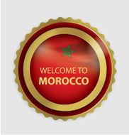 Welcome to Morocco seal Moroccan Flag (Vector Art) N3
