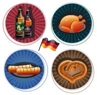 Oktoberfest Labels with beer and snacks