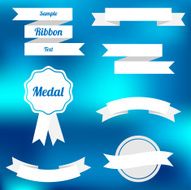 Set of vector flat ribbons and labels