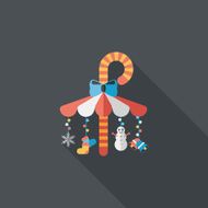 Decorative candy cane flat icon with long shadow eps10