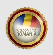 Welcome to Romania Seal Romanian Flag (Vector Art)