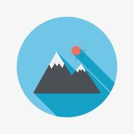 Mountain tourist flat icon with long shadow N25