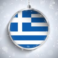 Merry Christmas Silver Ball with Flag Greece N3